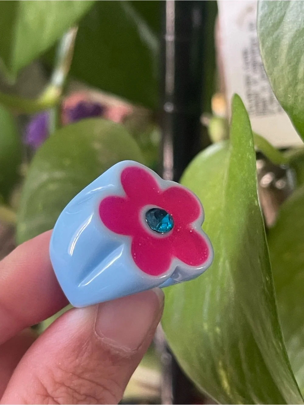 Playful Floral Blue Flower Ring